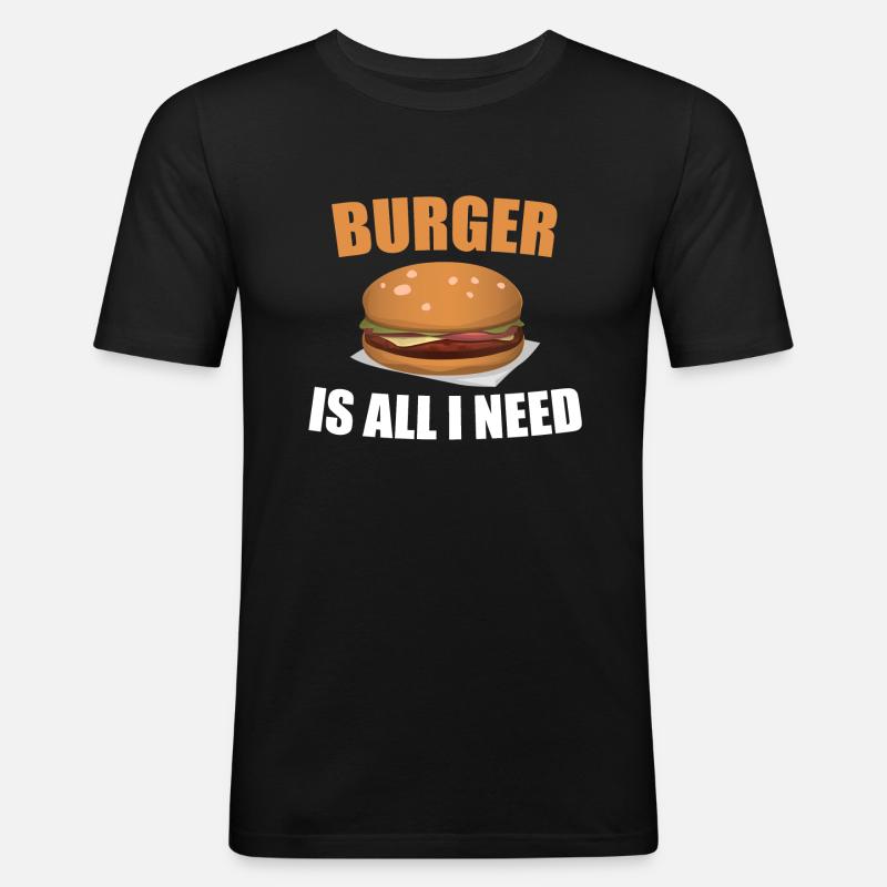 Burger - Männer Slim Fit T-Shirt - Schwarz