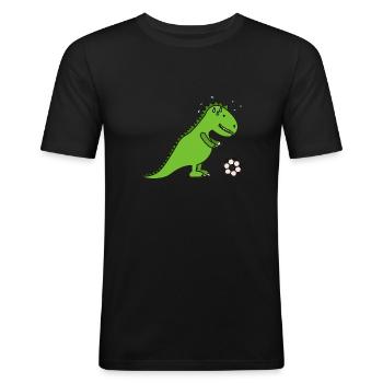 Dinosaur footballer - Men's Slim Fit T-Shirt - black - Front - Nik (191cm)