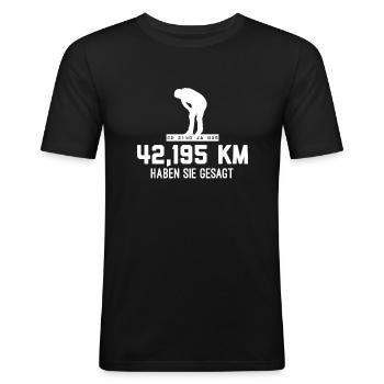 Marathon laufen - Männer Slim Fit T-Shirt - Schwarz - Vorne - Nik (191cm)