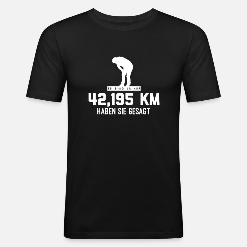 Marathon laufen - Männer Slim Fit T-Shirt - Schwarz