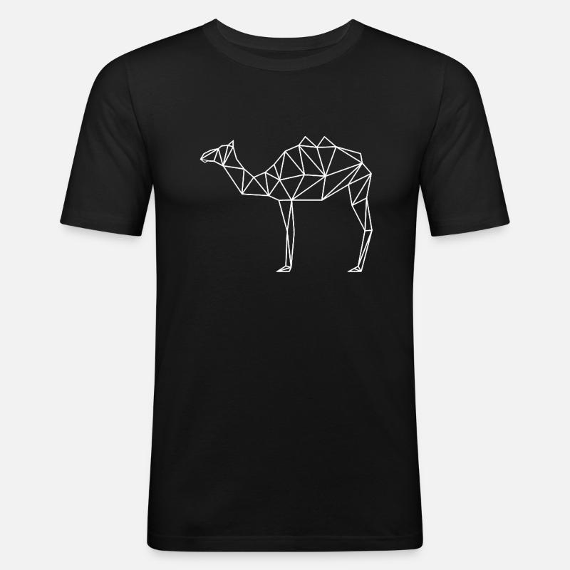 Kamel polyart - Männer Slim Fit T-Shirt - Schwarz