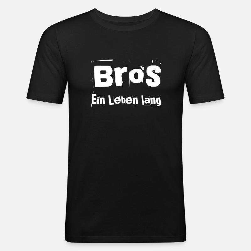 Bros ein Leben lang - Männer Slim Fit T-Shirt - Schwarz