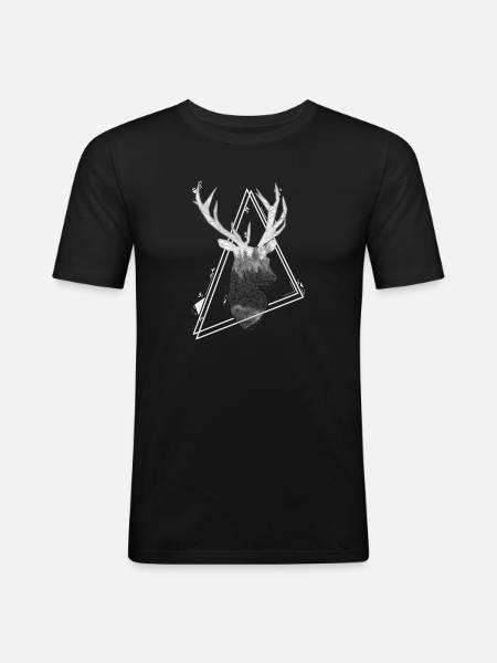 Deer geometric design triangles - Men's Slim Fit T-Shirt - black