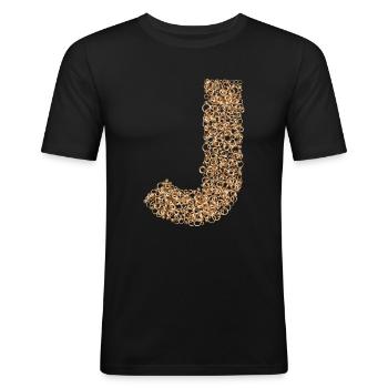 Letter J steampunk design made with cogs - Men's Slim Fit T-Shirt - black - Front - Nik (191cm)