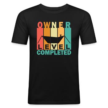 Fiers propriétaires niveau famille complète - T-shirt près du corps Homme - noir - Devant - Nik (191cm)