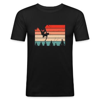 Boulderer, Bouldering, Sport, Klettern, Retro - Männer Slim Fit T-Shirt - Schwarz - Vorne - Nik (191cm)