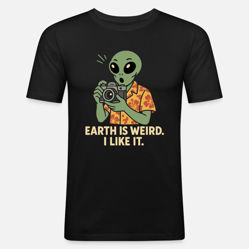 Drôle d’extraterrestre avec caméra - T-shirt près du corps Homme - noir