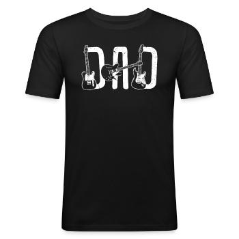 Guitares Papa Fun Fête des Pères Guitare Amoureux - T-shirt près du corps Homme - noir - Devant - Nik (191cm)