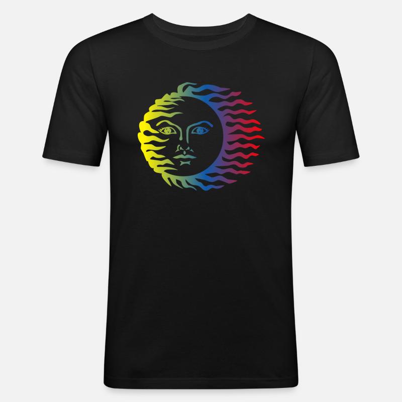 Sonne Symbol bunt - Männer Slim Fit T-Shirt - Schwarz