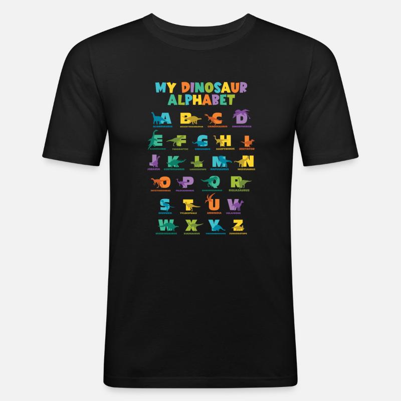 Dinosaurier Alphabet Learn Primer Geschenk - Männer Slim Fit T-Shirt - Schwarz
