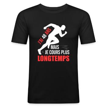 Running Cadeau Anniversaire 48 Ans Humour Coureur - T-shirt près du corps Homme - noir - Devant - Nik (191cm)