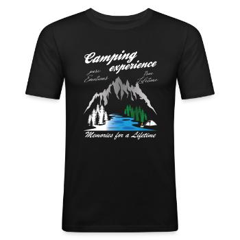 Camping Experience Camper Vintage - Männer Slim Fit T-Shirt - Schwarz - Vorne - Nik (191cm)