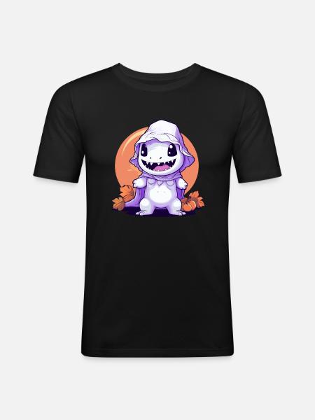 Ghost Dinosaur Halloween Kawaii Gift - Men's Slim Fit T-Shirt - black