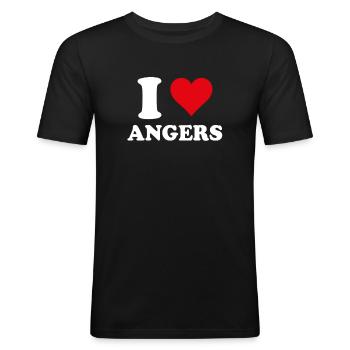 I Love Angers Cadeau Tourisme - T-shirt près du corps Homme - noir - Devant - Nik (191cm)