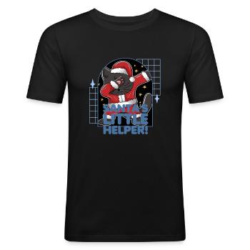 Santa's Little Helper Christmas Cat Christmas - Men's Slim Fit T-Shirt - black - Front - Nik (191cm)
