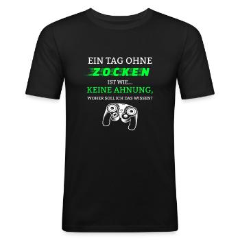 Herzschlag Controller Gaming Gamer Geschenk Spruch - Männer Slim Fit T-Shirt - Schwarz - Vorne - Nik (191cm)