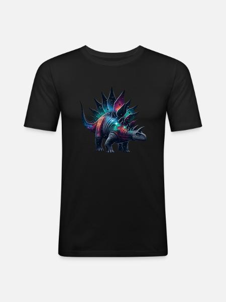 Galactic Stegosaurus: Dinosaur Stars Constellation - Men's Slim Fit T-Shirt - black