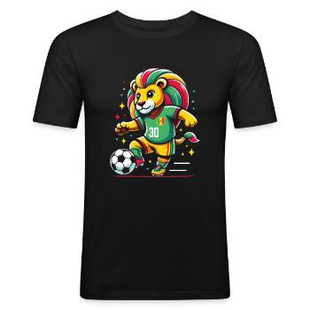 Sénégal Maillot Lion Sénégalais Supporter Football - T-shirt près du corps Homme - noir - Devant - Nik (191cm)