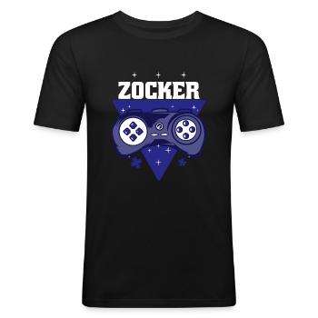 Zocker Controller Gaming Gamer Geschenk Spruch - Männer Slim Fit T-Shirt - Schwarz - Vorne - Nik (191cm)