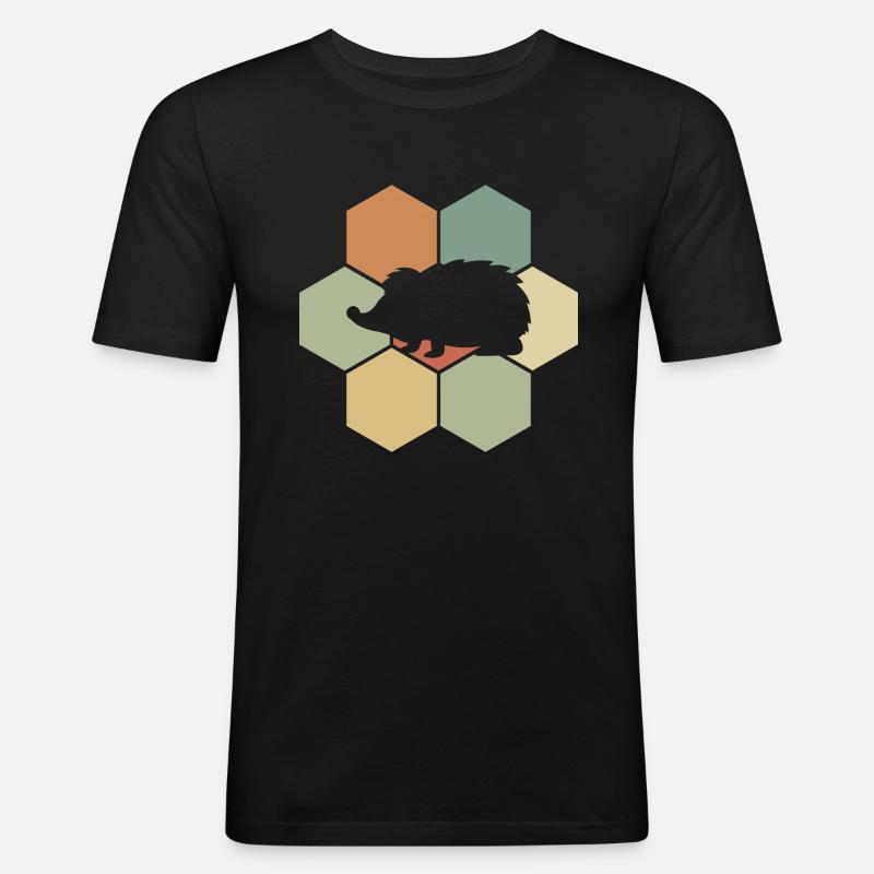 Igel - Männer Slim Fit T-Shirt - Schwarz