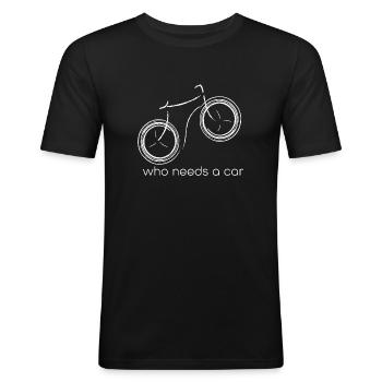 Fahrrad Umweltschutz Auto Fahrrad statt Auto - Männer Slim Fit T-Shirt - Schwarz - Vorne - Nik (191cm)