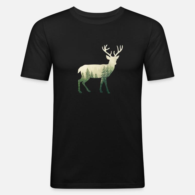 Wald Hirsch - T-shirt près du corps Homme - noir