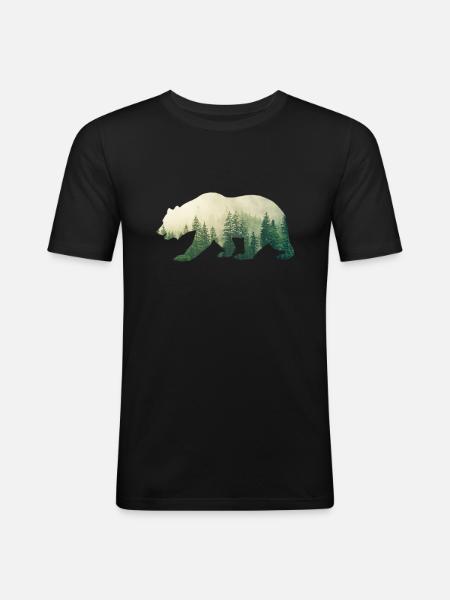 Ours Grizzly - T-shirt près du corps Homme - noir
