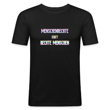 Droits de l’homme | L’idée de cadeau contre les nazis Antifa - T-shirt près du corps Homme - noir - Devant - Nik (191cm)