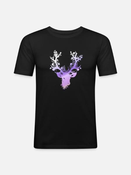 Hüter des Waldes Hirsch - Männer Slim Fit T-Shirt - Schwarz