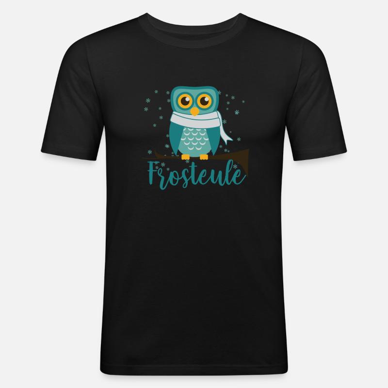 Frosteule süss kalt frost Eule - Männer Slim Fit T-Shirt - Schwarz