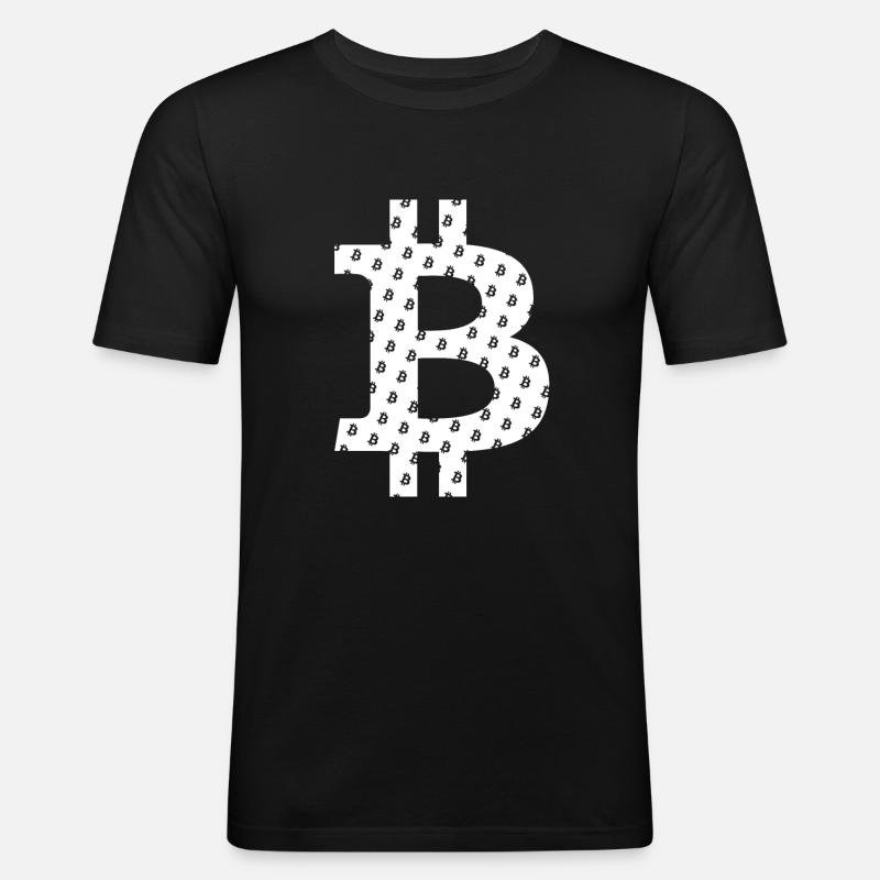Bitcoin Logo Symbol Muster Pattern - Männer Slim Fit T-Shirt - Schwarz