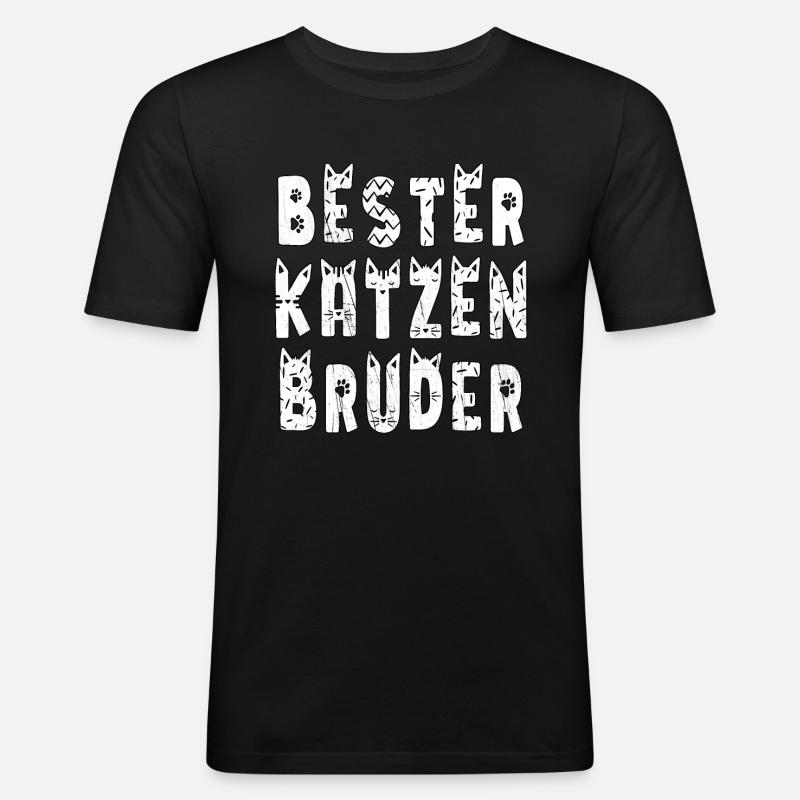 Bester Katzen Bruder - Männer Slim Fit T-Shirt - Schwarz