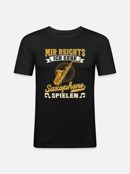 Saxophon. - Männer Slim Fit T-Shirt - Schwarz