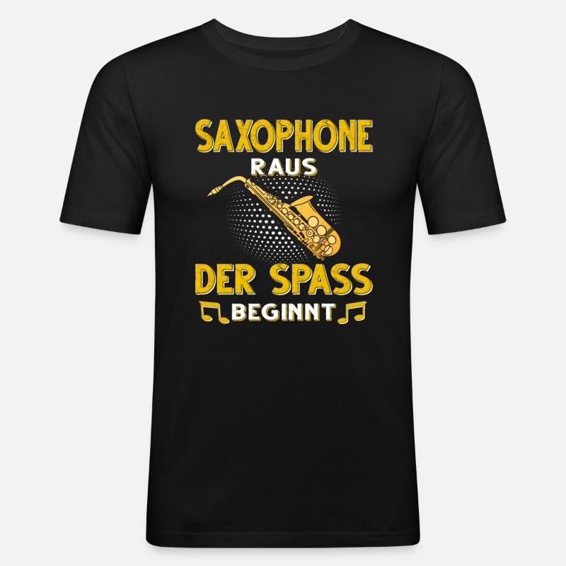 Saxophon. - Männer Slim Fit T-Shirt - Schwarz