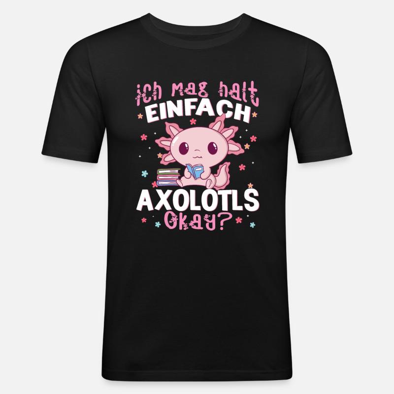 Axolotl - Männer Slim Fit T-Shirt - Schwarz