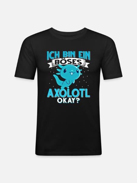 Axolotl - Männer Slim Fit T-Shirt - Schwarz