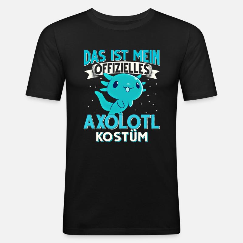Axolotl - Männer Slim Fit T-Shirt - Schwarz