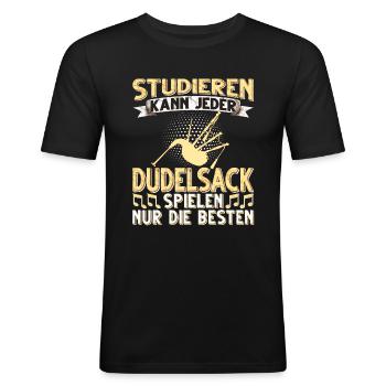 Dudelsack Musikverein Sackpfeifer Musiker - Männer Slim Fit T-Shirt - Schwarz - Vorne - Nik (191cm)