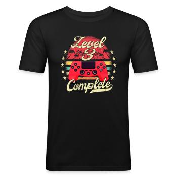 3 Geburtstag Kinder - Männer Slim Fit T-Shirt - Schwarz - Vorne - Nik (191cm)