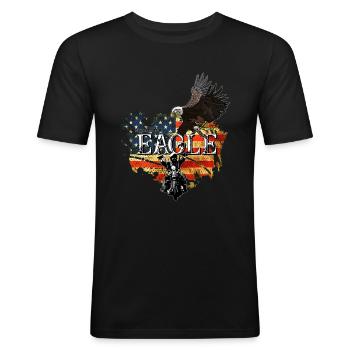 Adler Biker gratis som en ørn - Herre Slim Fit T-Shirt - sort - Foran - Nik (191cm)