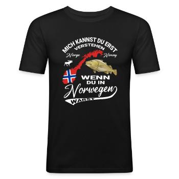 Norwegen Angler Fischer Design für einen Angler - Männer Slim Fit T-Shirt - Schwarz - Vorne - Nik (191cm)