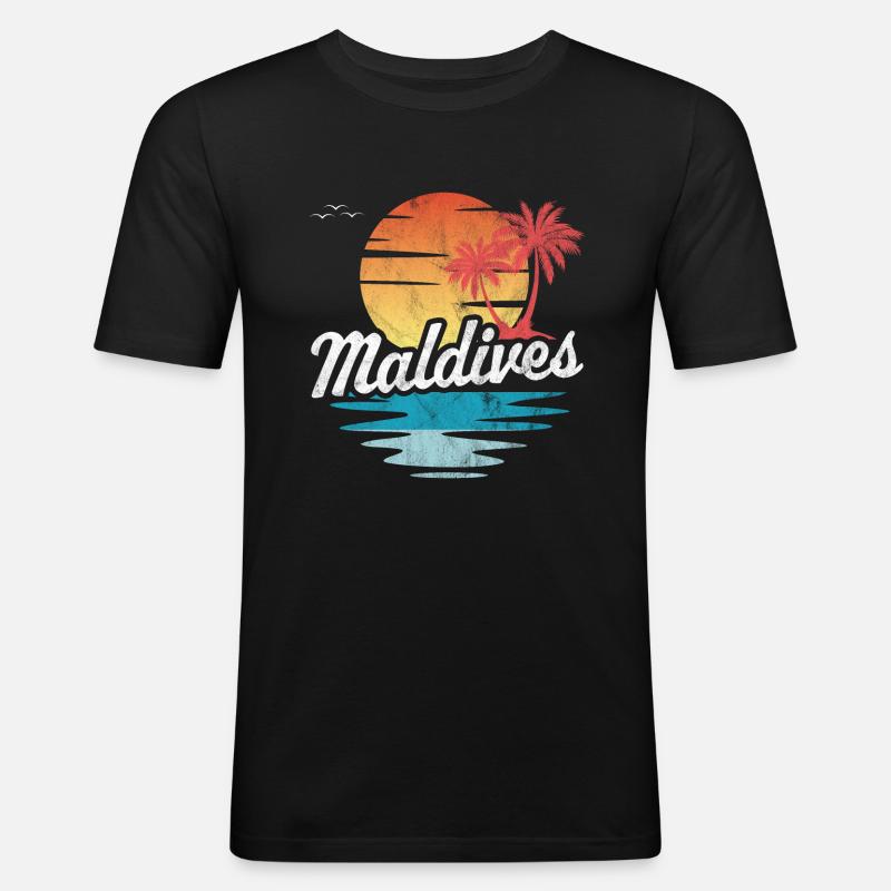 Malediven - Männer Slim Fit T-Shirt - Schwarz
