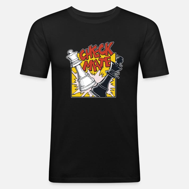 CHECKMATE (Schachmatt) - Männer Slim Fit T-Shirt - Schwarz
