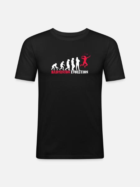 Badminton Evolution Design als Geschenk - Männer Slim Fit T-Shirt - Schwarz