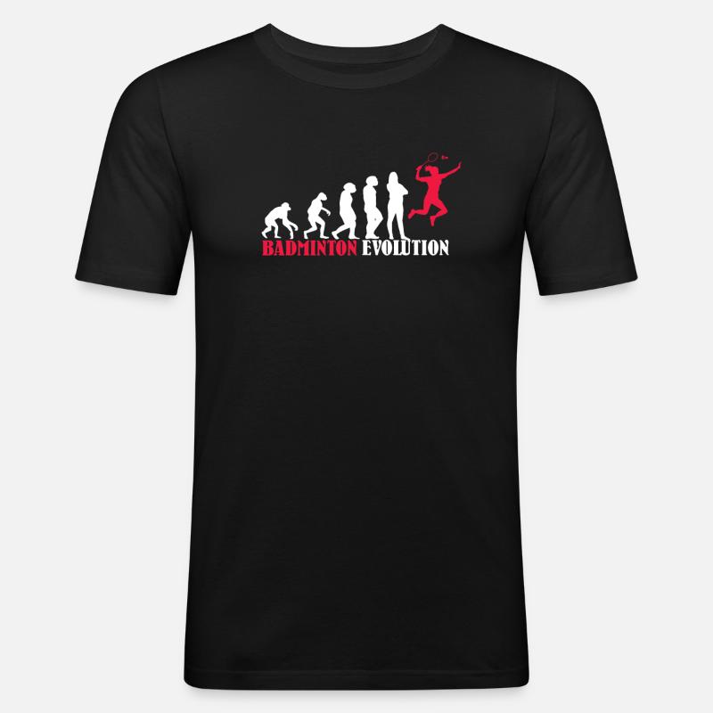 Badminton Evolution Design als Geschenk - Männer Slim Fit T-Shirt - Schwarz