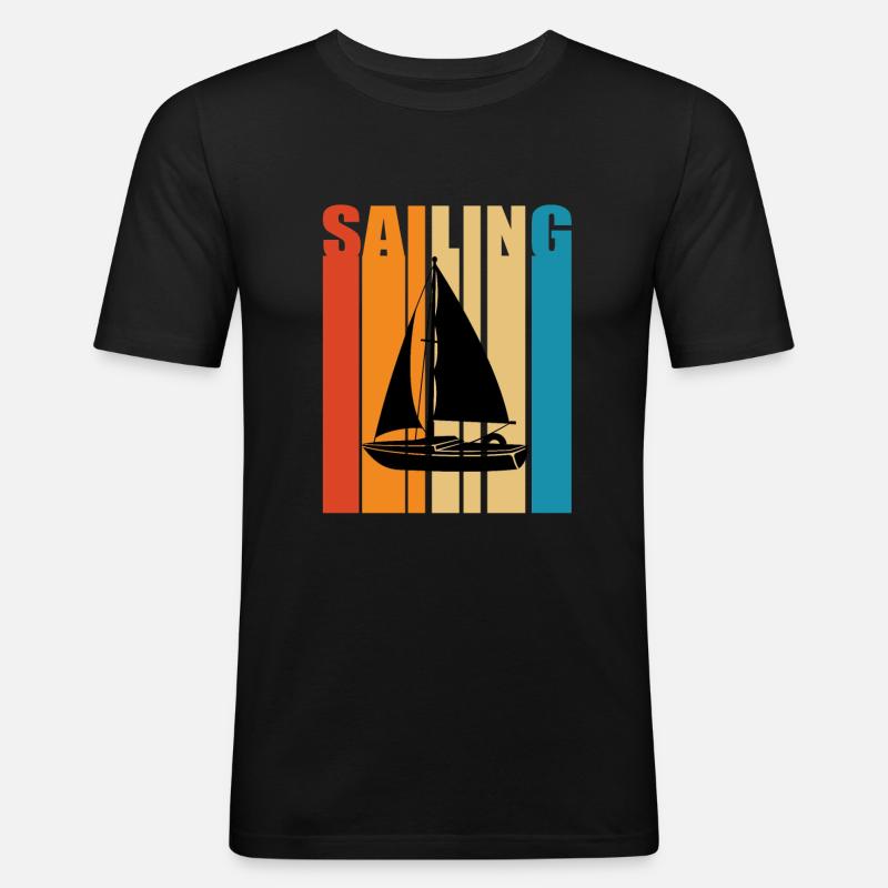 Segelboot - Männer Slim Fit T-Shirt - Schwarz