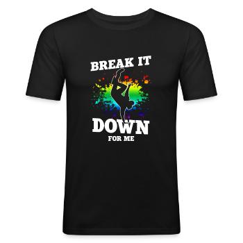 Breakdance - Männer Slim Fit T-Shirt - Schwarz - Vorne - Nik (191cm)