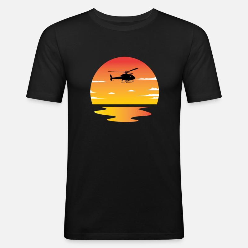 Hubschrauber - Männer Slim Fit T-Shirt - Schwarz