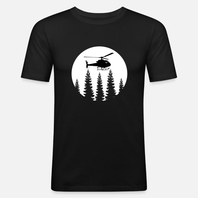 Hubschrauber - Männer Slim Fit T-Shirt - Schwarz