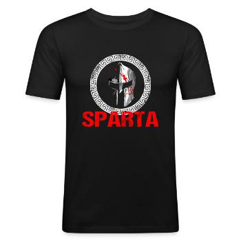 Sparta Krieger Greece Griechenland Malaka Geschenk - Männer Slim Fit T-Shirt - Schwarz - Vorne - Nik (191cm)